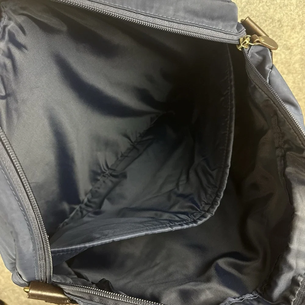 J. Crew Messenger Laptop Bag Satchel Blue Nylon Nylon Water Repellent Pockets